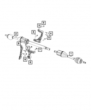 Привод полуось передняя правая Jeep Cherokee KL 14-18 2.4 FWD тип 2