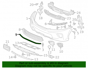 Нижний молдинг переднего бампера Honda Accord 13-15 2d