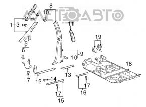 Накладка центральной стойки верхняя ремень левая Lexus RX300 98-02 серая