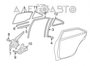 Уплотнитель стекла треугольник задний правый Toyota Camry v40