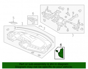 Накладка передней панели левая боковая Honda Civic X FC 16-21 черная