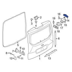 Кнопка открывания крышки багажника с подсветкой номера Ford Focus mk3 11-15 дорест 4d