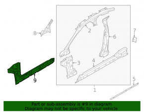Порог кузова металл с передней стойкой правый Ford Fusion mk5 13-20