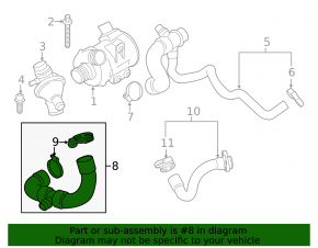 Патрубок системы охлаждения BMW 5 F10 14-16 2.0T