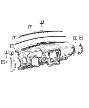 Торпедо передняя панель с AIRBAG Dodge Durango 14-20 черная