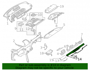 Накладка передней панели правая Mercedes W167 GLE 350 450 20-25 под темное дерево, с подсветкой