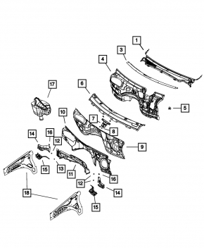 Решетка дворников пластик Jeep Grand Cherokee WK2 11-15