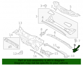 Уплотнитель решетки дворников левый Ford Focus mk3 11-18