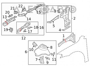 Четверть передняя левая Audi A3 8V 15-20 4d, 5d на кузове, серая, тычка