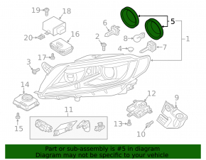 Крышка лампы фары правая VW Tiguan 18-21 большая, рези