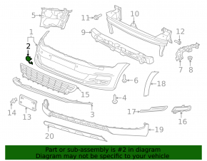 Заглушка буксировочного крюка переднего бампера VW Golf 15-19 Alltrack/R