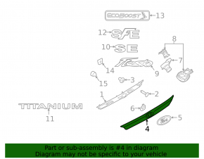 Молдинг крышки багажника Ford Fiesta 11-19 4d с эмблемой
