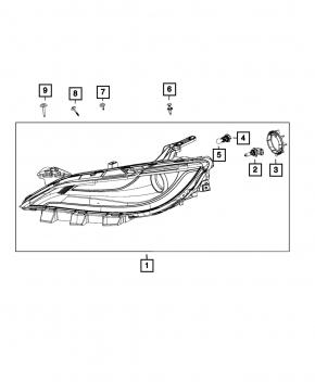 Фара передняя правая Chrysler 200 15-17 галоген с креплением + led drl, хром вставка