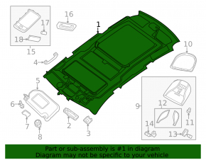 Обшивка потолка Infiniti JX35 QX60 13-13 серая под люк