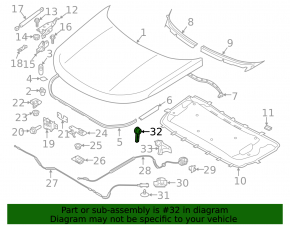 Ручка открывания капота салонная Land Rover Range Rover Velar 18-23 черная, с кронштейном