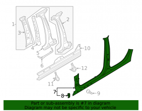 Стойка кузова центральная правая Audi A3 8V 15-20 4d, 5d
