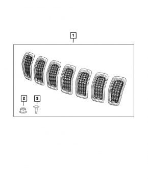 Решетка радиатора grill Jeep Cherokee KL 19-23 рест сер комплект 7шт
