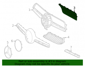 Решетка радиатора grill верхняя левая Mercedes W167 GLE 350 450 20-23 AMG pkg