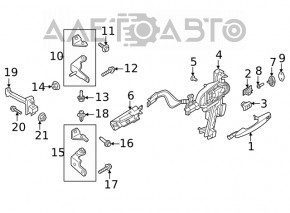 Замок двери передней правой Ford Escape MK4 20-23 без направляющей и механизма ручки