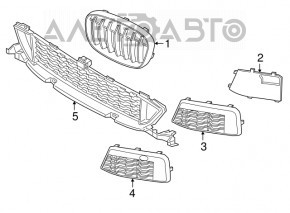Решетка радиатора grill правая BMW X1 F48 16-19 M-Sport, Shadow-Line