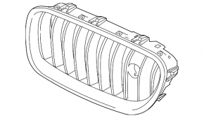 Грати радіатора grill права BMW X6 F16 15-19 M pack, нічне бачення
