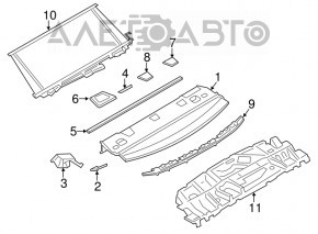Полка задняя BMW 3 F30 4d 12-18 черная