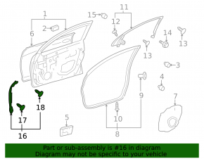 Уплотнитель двери боковой передней левой Lexus GS350 GS450h 09-11 передний