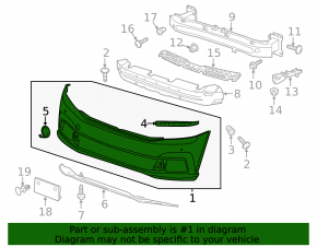 Бампер передний голый VW Passat b8 16-19 USA R-Line