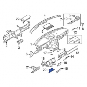 Накладка передней панели правая Ford Mustang mk6 15-23 черная, в пленке под карбон