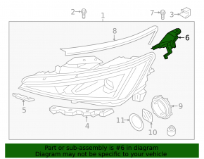 Крепление фары правое Hyundai Elantra AD 19-20 под LED и галоген + LED DRL