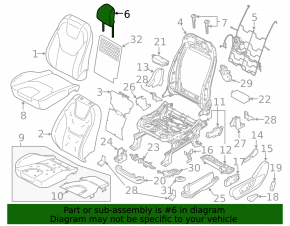 Подголовник передний левый Ford Edge 20-24 кожа синяя, широкий верх
