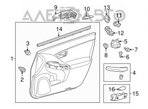 Обшивка двери карточка передняя правая Toyota Prius 30 10-15 черная, серая тканевая вставка, под химчистку, царапины