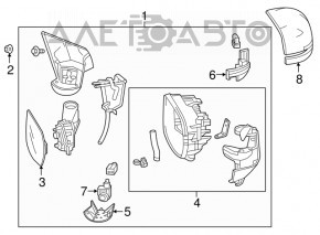 Зеркало боковое правое в сборе Honda CRV 17-22 3 пина