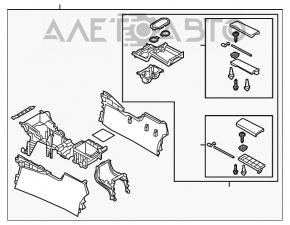 Консоль центральная подлокотник и подстаканники Mazda CX-9 16-20 кожа черн