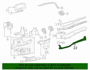 Накладка передней панели Toyota Highlander 14-19 черная, царапины