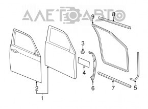 Дверь голая передняя правая Chrysler 300 11-23 черный PX8