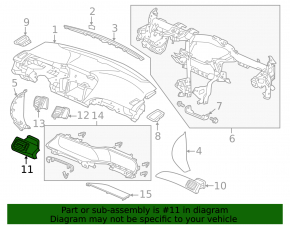 Накладка торпеды левая Honda Accord 13-15 серая, без воздуховода