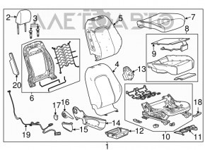 Пассажирское сидение Buick Encore 13-16 без airbag, механическое, комбинированная кожа черно-серая с серой тканью