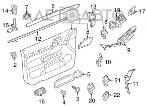 Обшивка двери карточка передняя правая VW Jetta 11-16 USA черн с беж вставками