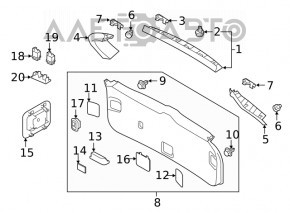 Обшивка двери багажника нижняя Subaru Forester 19-24 SK черная