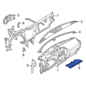 Накладка передньої панелі простору ніг пасажира Ford Bronco Sport 21-24 чорна