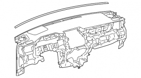 Торпедо передняя панель с AIRBAG Toyota Venza 21-24 под проекцию, кожа, серая