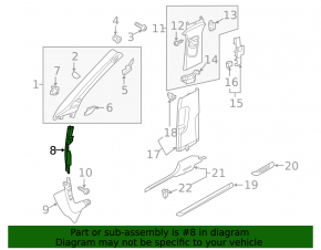 Накладка передней стойки средняя правая Audi A3 8V 15-20 4d, 5d, черная