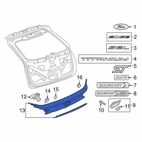 Накладка двери багажника Ford Edge 19-24 с хром молдингом и эмблемой