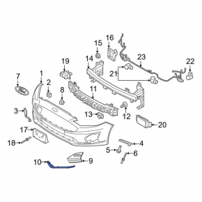 Молдинг переднего бампера правый Ford Fusion mk5 19-20 хром