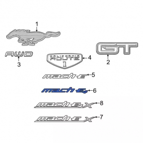 Эмблема надпись Mach-E4 двери передней правой Ford Mustang Mach-E 21-26