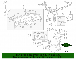 Накладка торпеды колени пассажир Lexus RX300 RX330 RX350 RX400h 04-09 серая