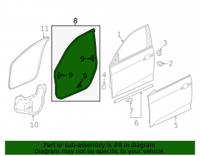 Уплотнитель двери передней правой Honda Civic XI FE/FL 22-26