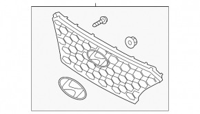 Решітка радіатора grill у зборі Hyundai Santa FE 21-23 зі значком, чорна
