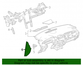Накладка передней панели боковая левая Chevrolet Malibu 16-25 черная